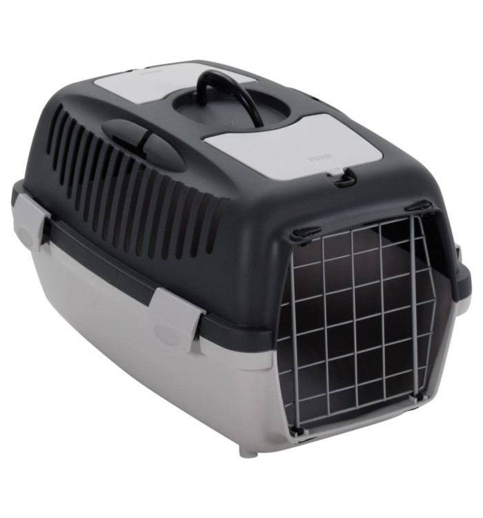 Cage de transport animaux de compagnie gris noir 55x36x35 cm PP | Mobilier & Déco