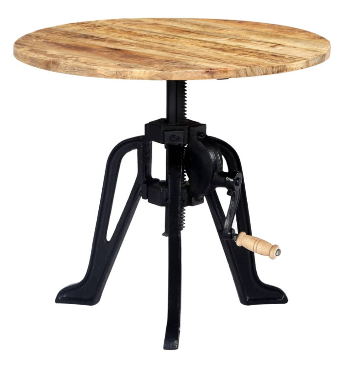 Table d'appoint 60x(46-63) cm Bois de manguier massif et fonte | Mobilier & Déco