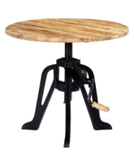 Table d'appoint 60x(46-63) cm Bois de manguier massif et fonte | Mobilier & Déco