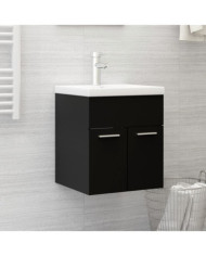 Armoire d'évier avec lavabo intégré noir bois d'ingénierie | Mobilier & Déco