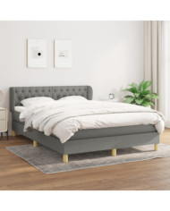 Sommier à lattes de lit avec matelas Gris foncé 140x190cm Tissu | Mobilier & Déco