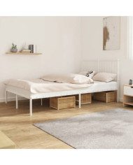 Cadre de lit métal sans matelas et tête de lit blanc 120x200 cm | Mobilier & Déco