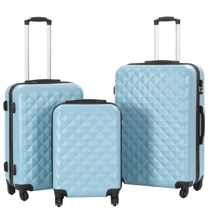 Valise rigide 3 pcs Bleu ABS | Mobilier & Déco