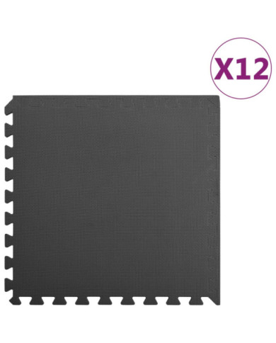 Tapis de sol 12 pcs 4,32㎡ Mousse EVA Noir | Mobilier & Déco