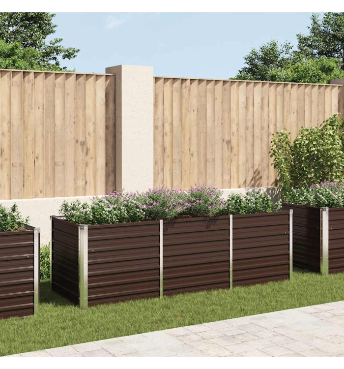 Lit surélevé de jardin Marron 240x80x77 cm Acier galvanisé | Mobilier & Déco