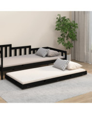 Cadre de lit sans matelas noir 75x190 cm bois de pin massif | Mobilier & Déco