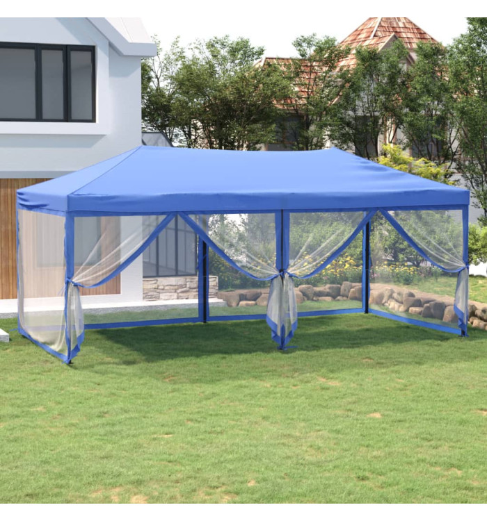 Tente de réception pliable avec parois Bleu 3x6 m | Mobilier & Déco