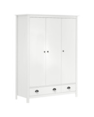 Garde-robe à 3 portes Hill Blanc 127x50x170 cm Bois pin solide | Mobilier & Déco
