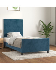 Cadre de lit sans matelas bleu foncé 90x190 cm velours | Mobilier & Déco