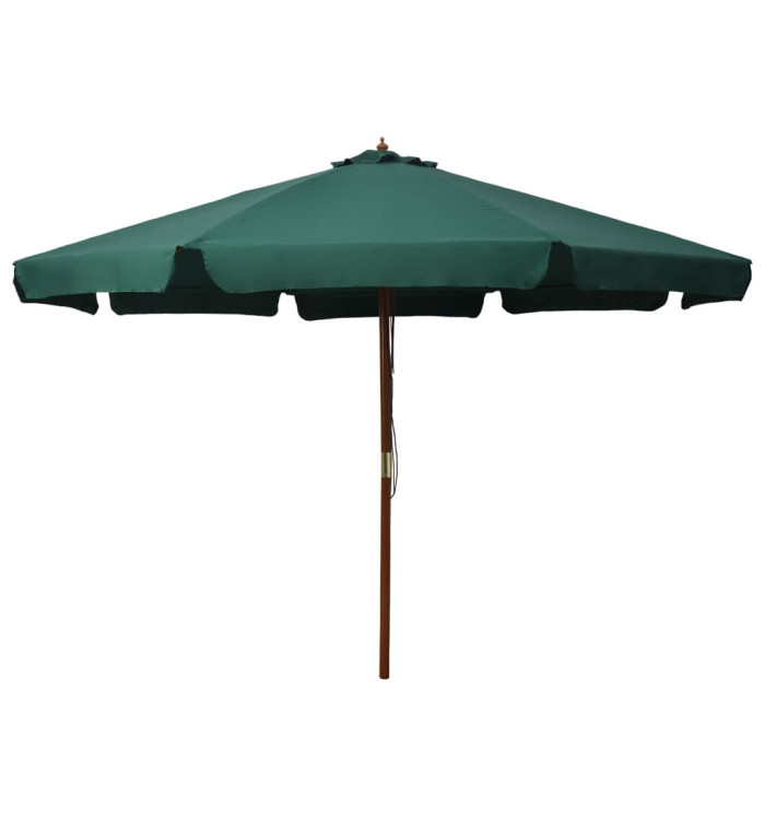 Parasol d'extérieur avec mât en bois 330 cm Vert | Mobilier & Déco