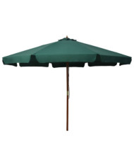 Parasol d'extérieur avec mât en bois 330 cm Vert | Mobilier & Déco