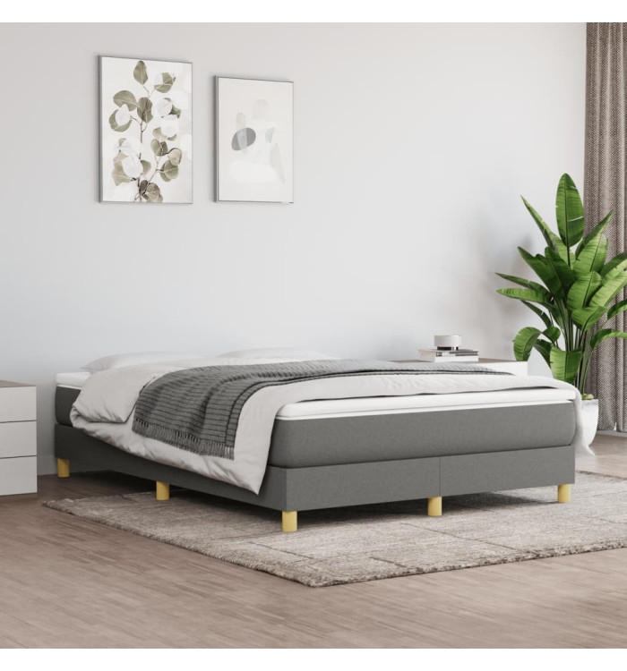 Sommier à lattes de lit avec matelas Gris foncé 140x190cm Tissu | Mobilier & Déco