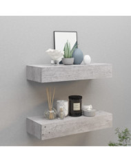 Étagères à tiroir murales 2 pcs Gris béton 60x23,5x10 cm MDF | Mobilier & Déco