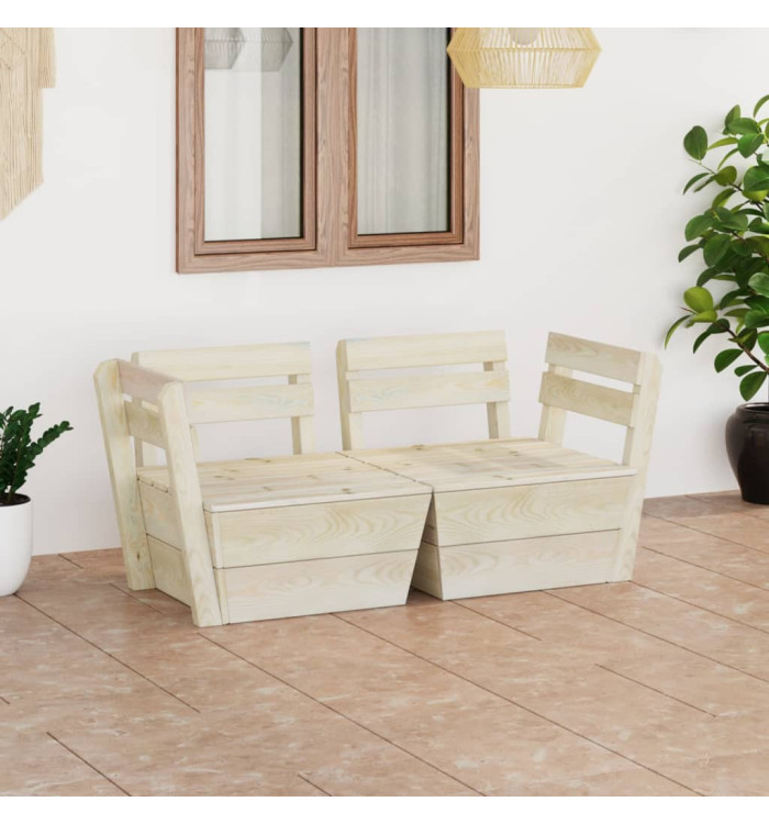 Canapé palette à 2 places de jardin Bois d'épicéa imprégné | Mobilier & Déco