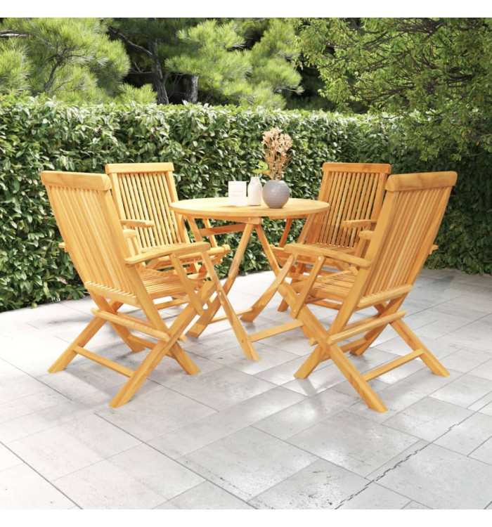 Salon de jardin 5 pcs Bois de teck massif | Mobilier & Déco