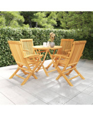Salon de jardin 5 pcs Bois de teck massif | Mobilier & Déco