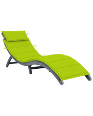 Chaise longue avec coussin Gris Bois d'acacia solide | Mobilier & Déco