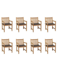 Chaises de jardin lot de 8 avec coussins taupe Bois teck massif | Mobilier & Déco