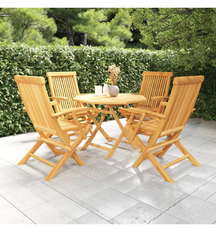 Salon de jardin 5 pcs Bois de teck massif | Mobilier & Déco