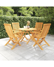 Salon de jardin 5 pcs Bois de teck massif | Mobilier & Déco