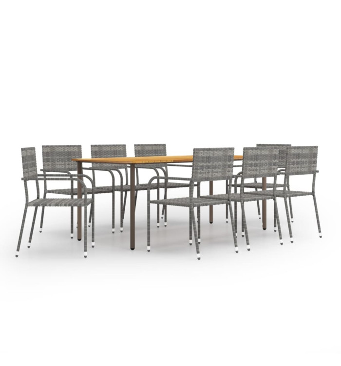 Ensemble à manger de jardin 9 pcs Résine tressée Anthracite | Mobilier & Déco