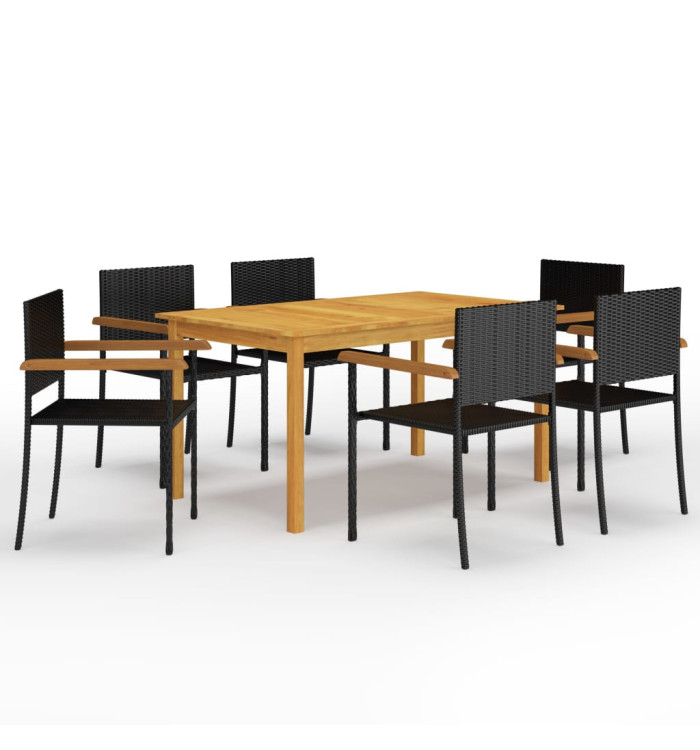 Ensemble à manger de jardin 7 pcs Noir | Mobilier & Déco