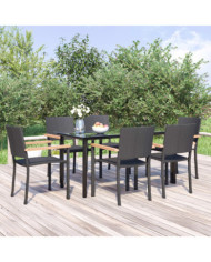 Ensemble à manger de jardin 7 pcs Noir Résine tressée | Mobilier & Déco