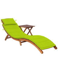 Chaise longue de jardin avec table et coussin Bois d'acacia | Mobilier & Déco