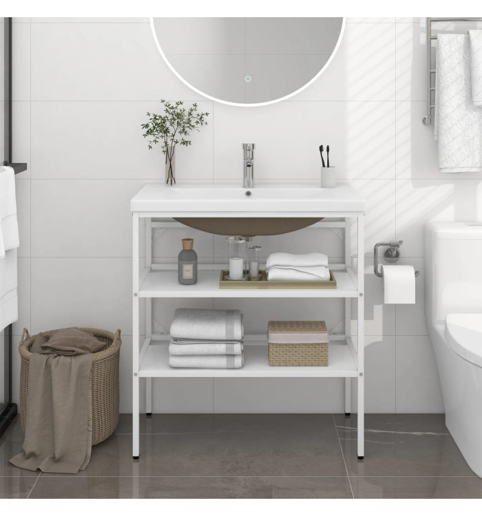 Cadre de lavabo de salle de bain vasque à encastrer Blanc Fer | Mobilier & Déco