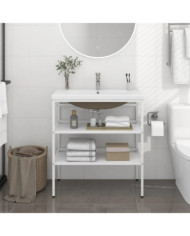 Cadre de lavabo de salle de bain vasque à encastrer Blanc Fer | Mobilier & Déco