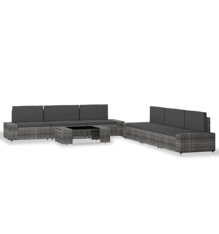 Salon de jardin 7 pcs Résine tressée Gris | Mobilier & Déco