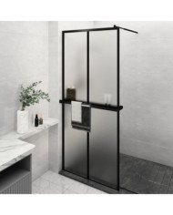 Paroi de douche avec étagère Noir 90x195 cm Verre ESGetAluminium | Mobilier & Déco