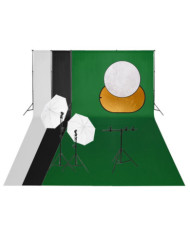 Kit de studio photo avec éclairage toile de fond et réflecteur | Mobilier & Déco