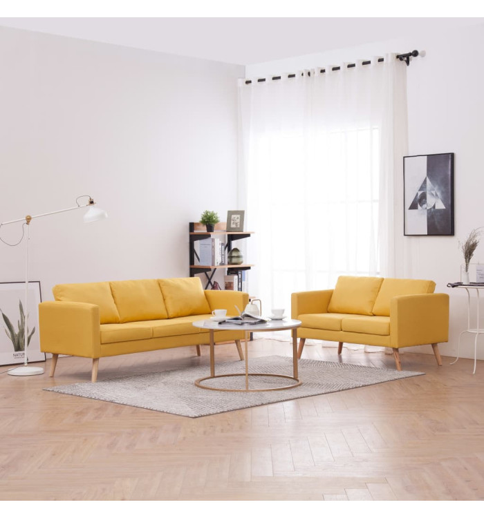 Ensemble de canapé 2 pcs tissu jaune | Mobilier & Déco