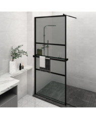 Paroi de douche avec étagère Noir 90x195 cm Verre ESGetAluminium | Mobilier & Déco