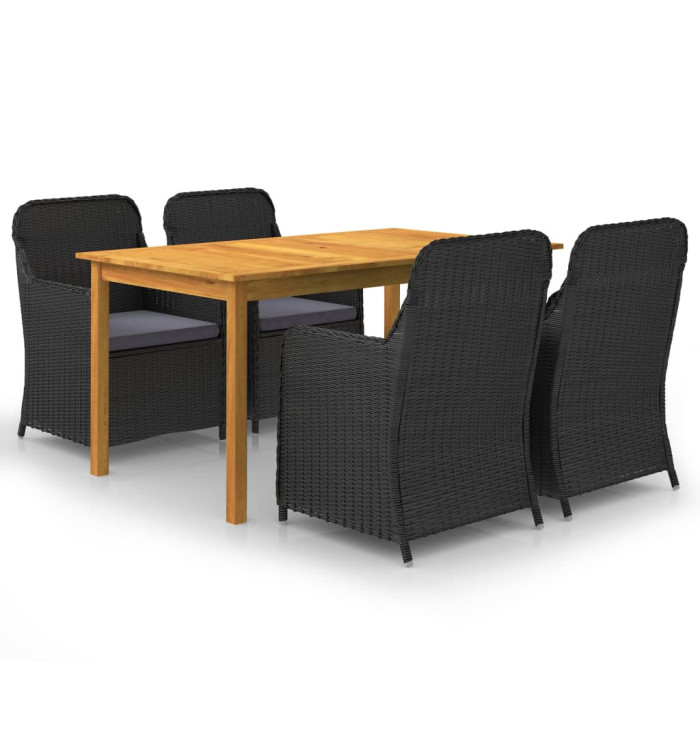 Ensemble à manger de jardin 5 pcs Noir | Mobilier & Déco