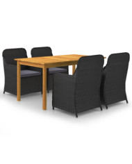 Ensemble à manger de jardin 5 pcs Noir | Mobilier & Déco