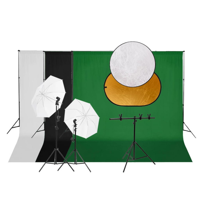 Kit de studio photo avec éclairage toile de fond et réflecteur | Mobilier & Déco