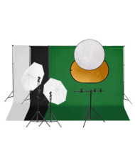 Kit de studio photo avec éclairage toile de fond et réflecteur | Mobilier & Déco