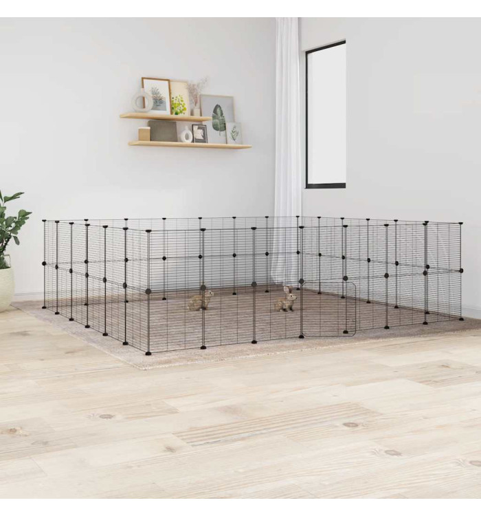 Cage animaux de compagnie à 52 panneaux et porte Noir 35x35 cm | Mobilier & Déco