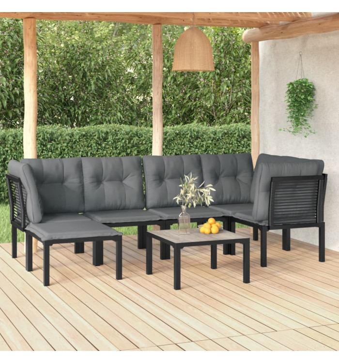 Salon de jardin 7 pcs noir et gris résine tressée | Mobilier & Déco