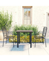 Ensemble à manger de jardin 3 pcs noir verre et acier | Mobilier & Déco