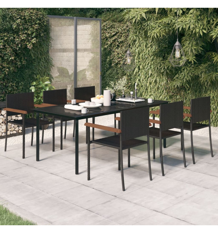 Ensemble à manger de jardin 7 pcs Noir | Mobilier & Déco