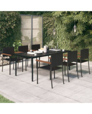 Ensemble à manger de jardin 7 pcs Noir | Mobilier & Déco
