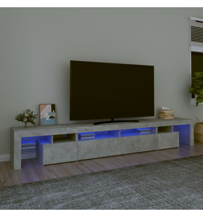Meuble TV avec lumières LED Gris béton 260x36,5x40 cm | Mobilier & Déco