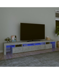 Meuble TV avec lumières LED Gris béton 260x36,5x40 cm | Mobilier & Déco