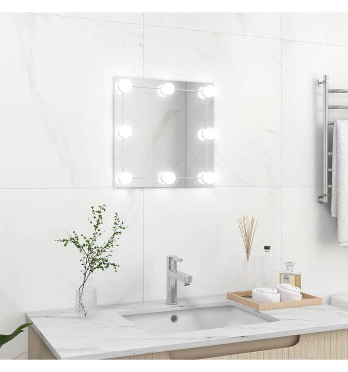 Miroir mural avec lampes LED Carré Verre | Mobilier & Déco