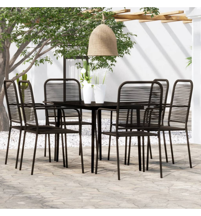 Ensemble à manger de jardin 7 pcs Noir | Mobilier & Déco