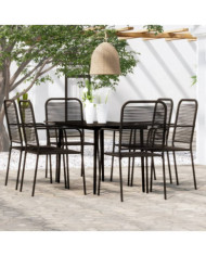 Ensemble à manger de jardin 7 pcs Noir | Mobilier & Déco