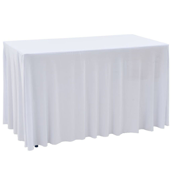 Nappes élastiques de table avec jupon 2 pcs 183x76x74cm Blanc | Mobilier & Déco